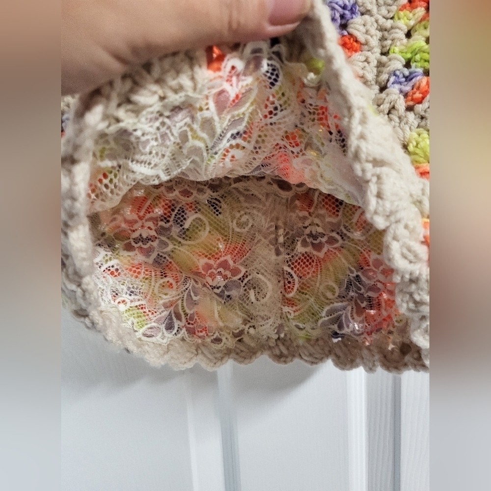 Womens Handmade Colorful Crochet Granny Square Crop Top Size Estimated To Be Med - Picture 2 of 5